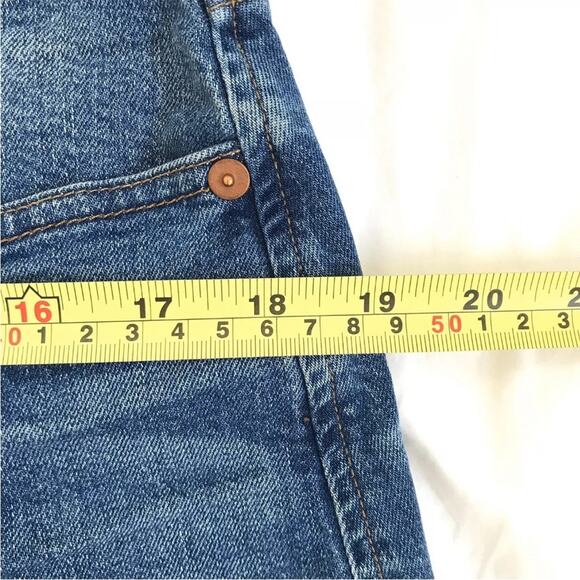 Madewell McCarren Pieced Two Tone Distressed Hem High Rise Denim Skirt - Picture 8 of 12